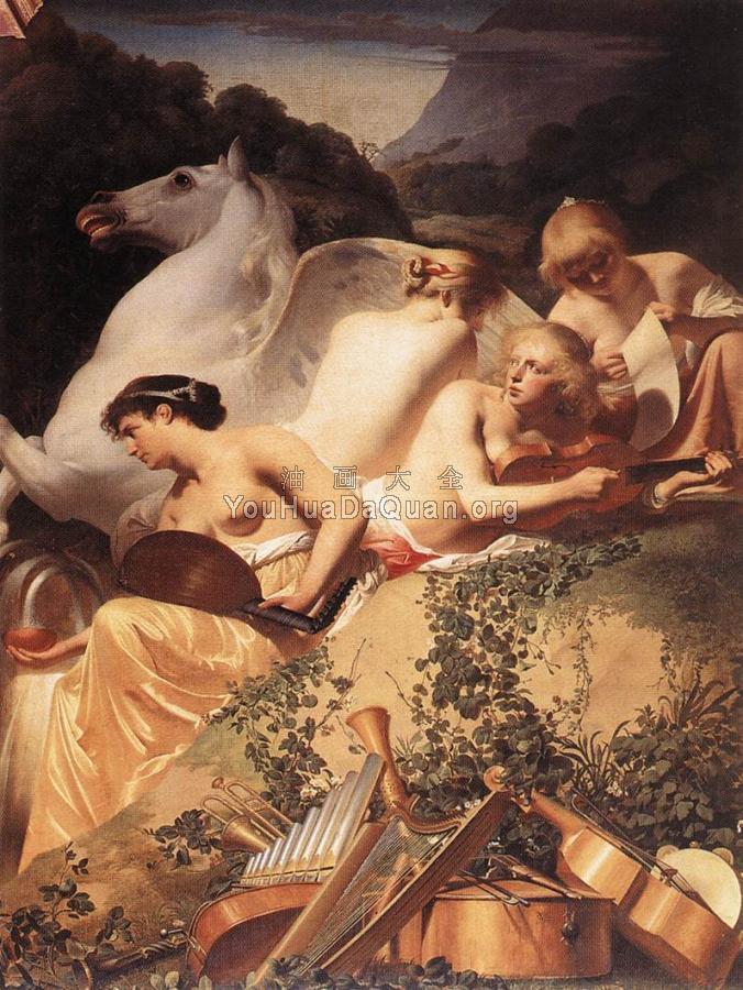 The Four Muses with Pegasus - 凯撒·万·埃弗丁恩